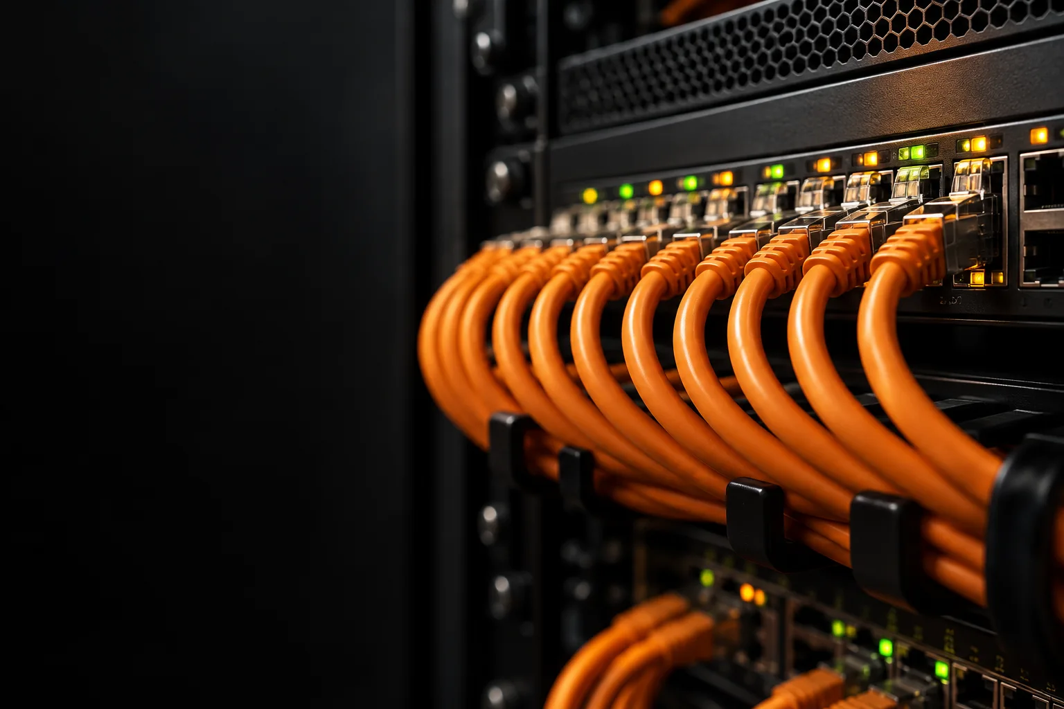 Organized Ethernet connections in a network rack